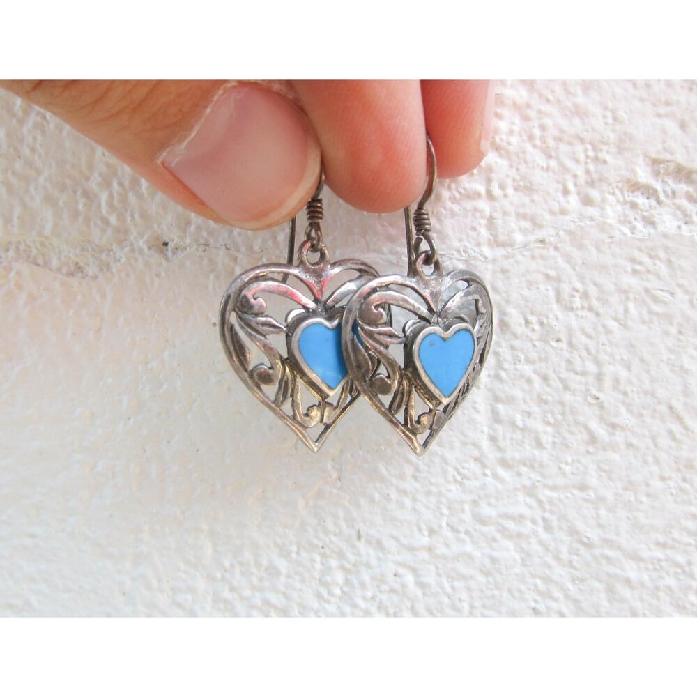 Sterling silver turquoise heart earrings